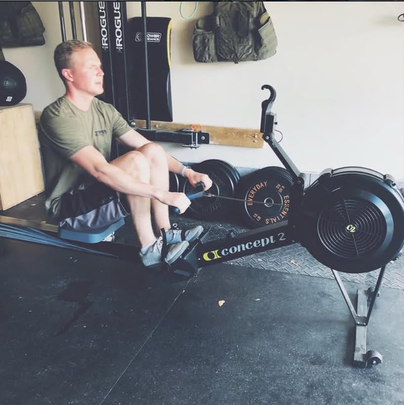 Lars Thestrup rowing on the Concept2 rower